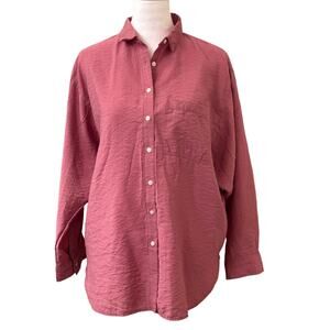 LOFT Dusty Rose Button Down Long Sleeve Women's Shirt Size S